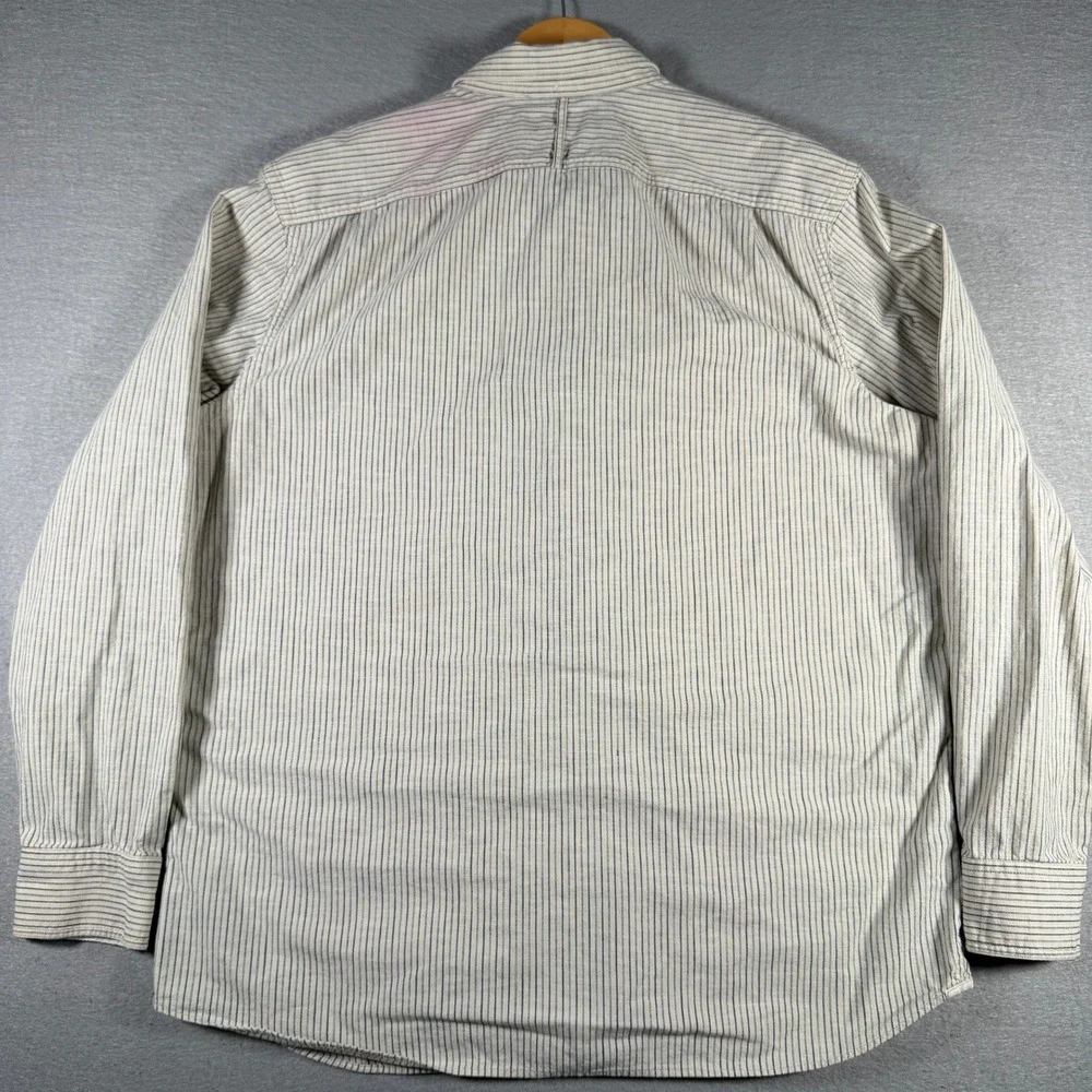 Banana Republic Mens XL Natural Blue Micro Stripe Cotton Utility Shirt 429877-00
